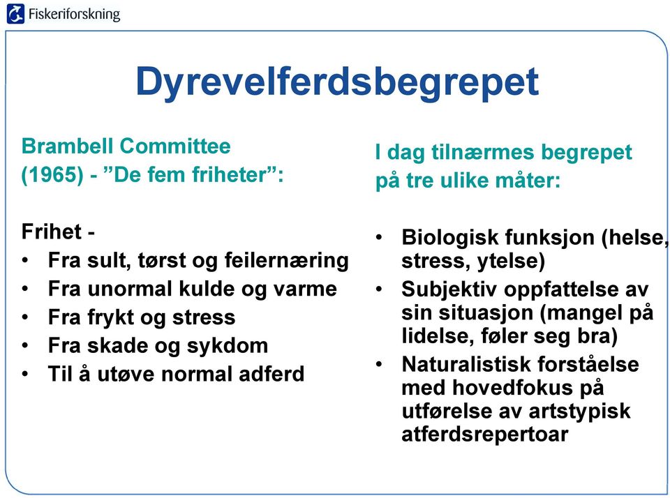 begrepet på tre ulike måter: Biologisk funksjon (helse, stress, ytelse) Subjektiv oppfattelse av sin situasjon