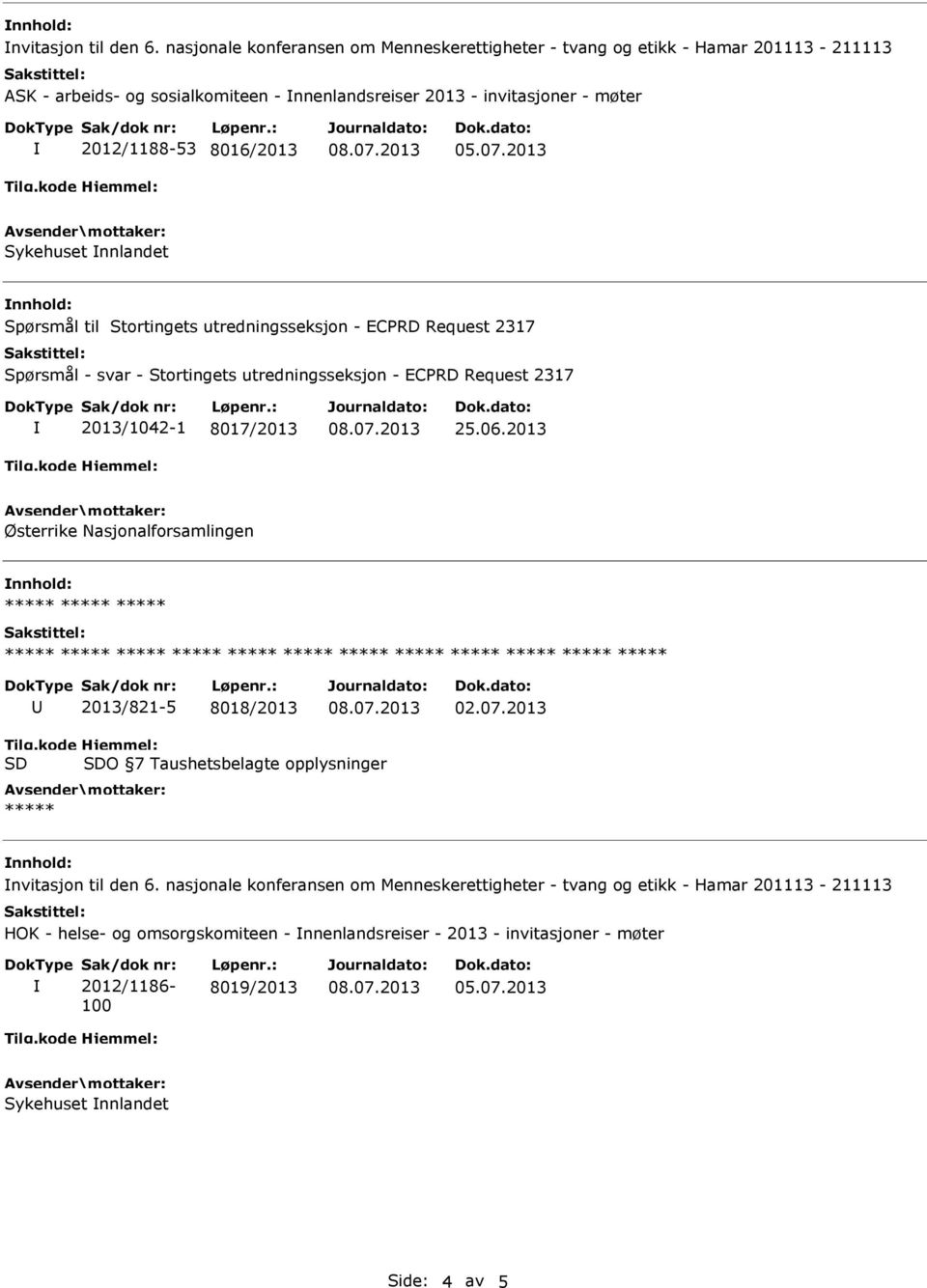 8016/2013 Sykehuset nnlandet Spørsmål til Stortingets utredningsseksjon - ECPRD Request 2317 Spørsmål - svar - Stortingets utredningsseksjon - ECPRD Request 2317 2013/1042-1