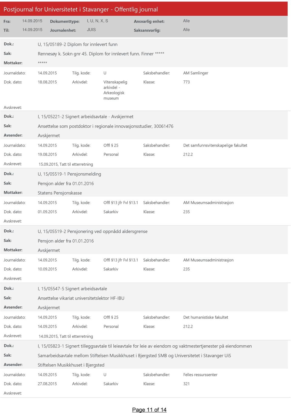 2015, Tatt til etterretning, 15/05519-1 Pensjonsmelding Pensjon alder fra 01.01.2016 Statens Pensjonskasse AM Museumsadministrasjon Dok. dato: 01.09.