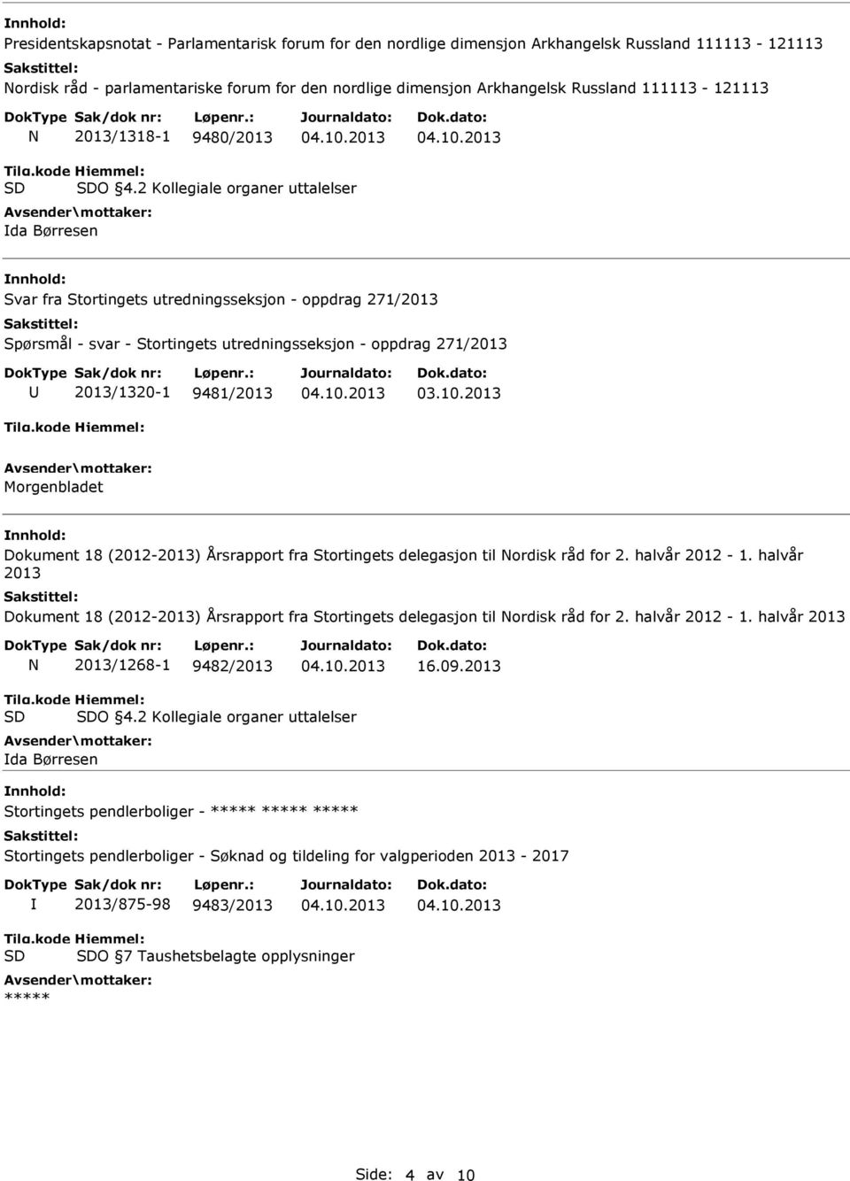 2 Kollegiale organer uttalelser da Børresen Svar fra Stortingets utredningsseksjon - oppdrag 271/2013 Spørsmål - svar - Stortingets utredningsseksjon - oppdrag 271/2013 2013/1320-1 9481/2013 03.10.