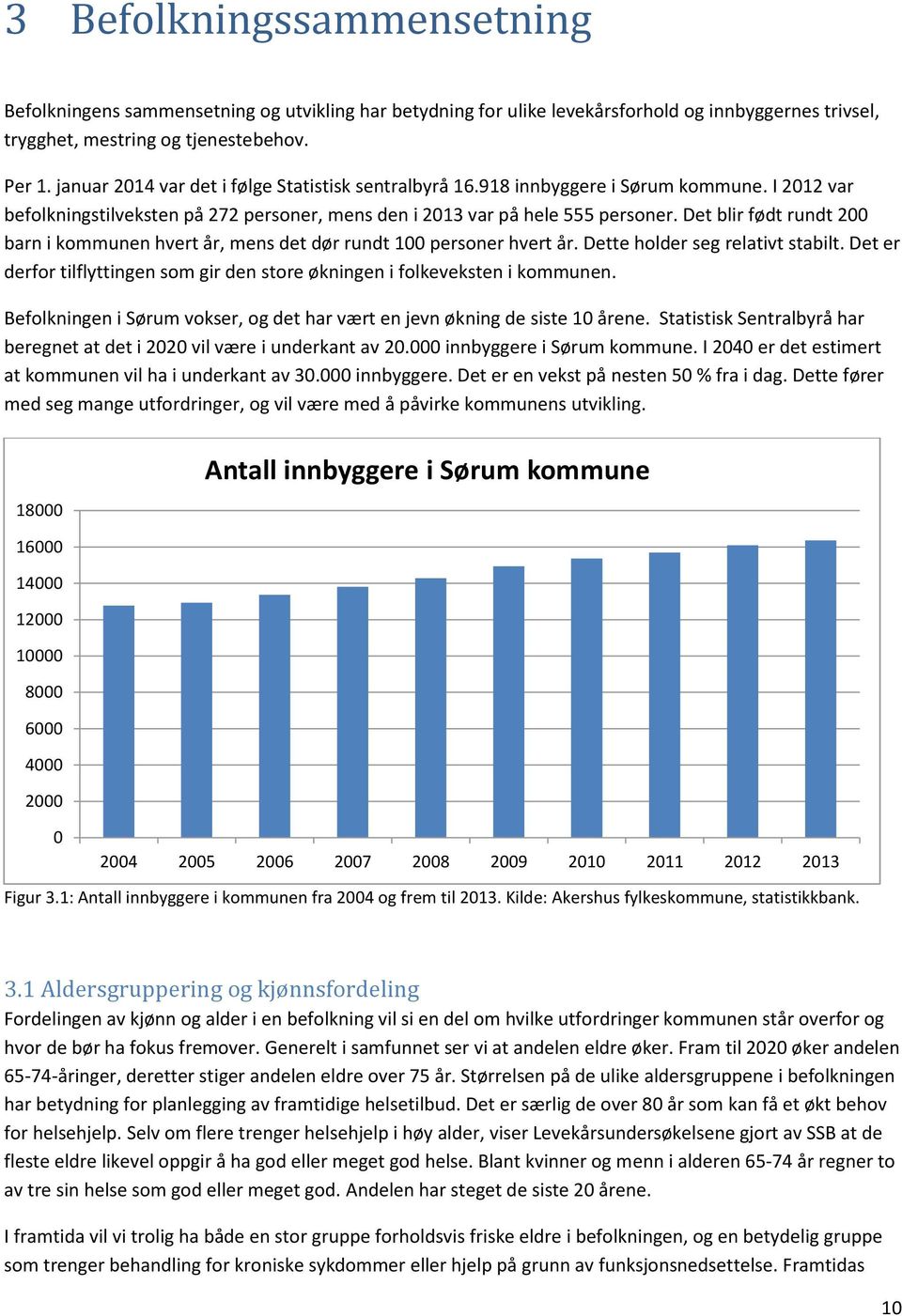 Det blir født rundt 2 barn i kommunen hvert år, mens det dør rundt 1 personer hvert år. Dette holder seg relativt stabilt.