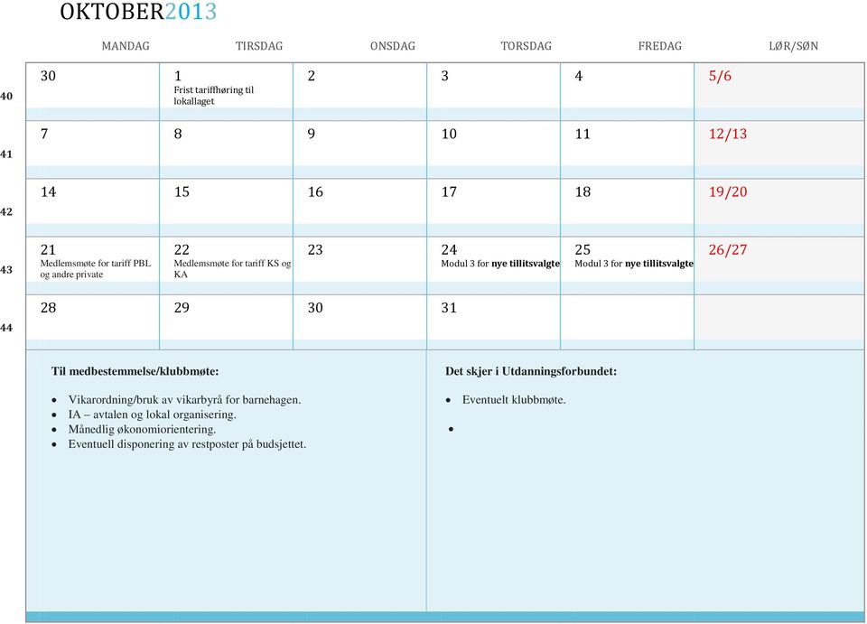 og KA 28 29 30 31 Modul 3 for nye tillitsvalgte Modul 3 for nye tillitsvalgte Vikarordning/bruk av