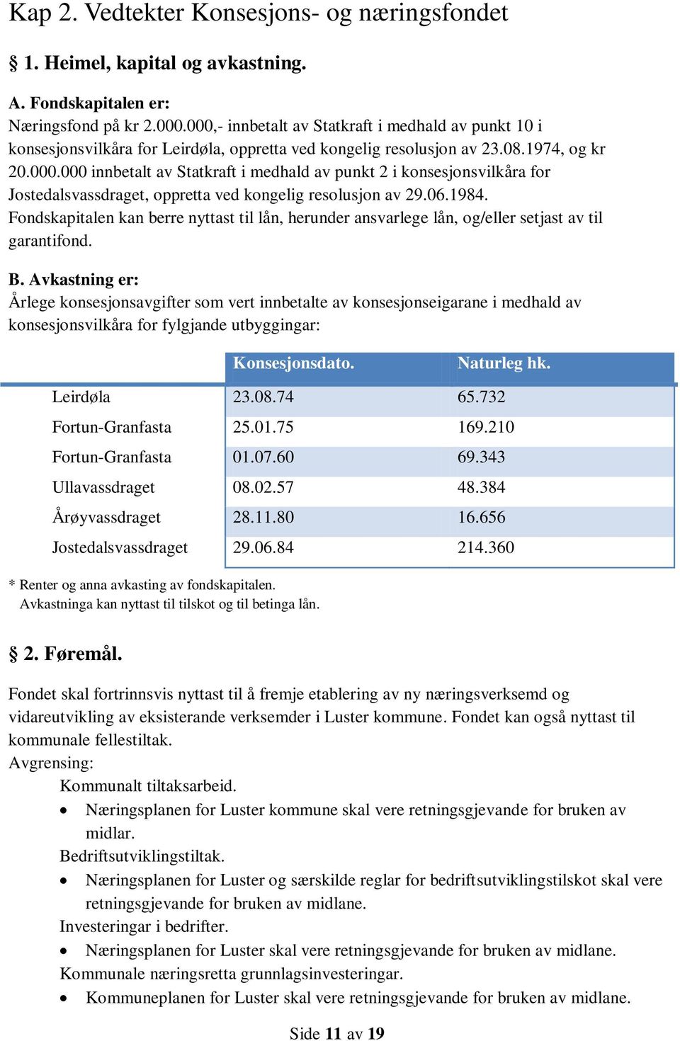 06.1984. Fondskapitalen kan berre nyttast til lån, herunder ansvarlege lån, og/eller setjast av til garantifond. B.