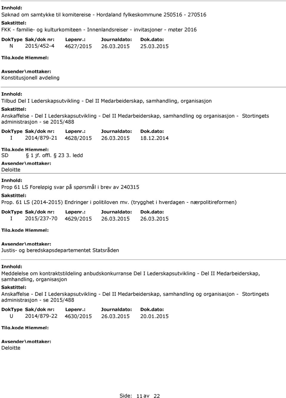 - Stortingets Tilg.kode SD 2014/879-21 4628/2015 Hjemmel: 1 jf. offl. 23 3. ledd Deloitte 18.12.2014 Prop 61 LS Foreløpig svar på spørsmål i brev av 240315 Prop.