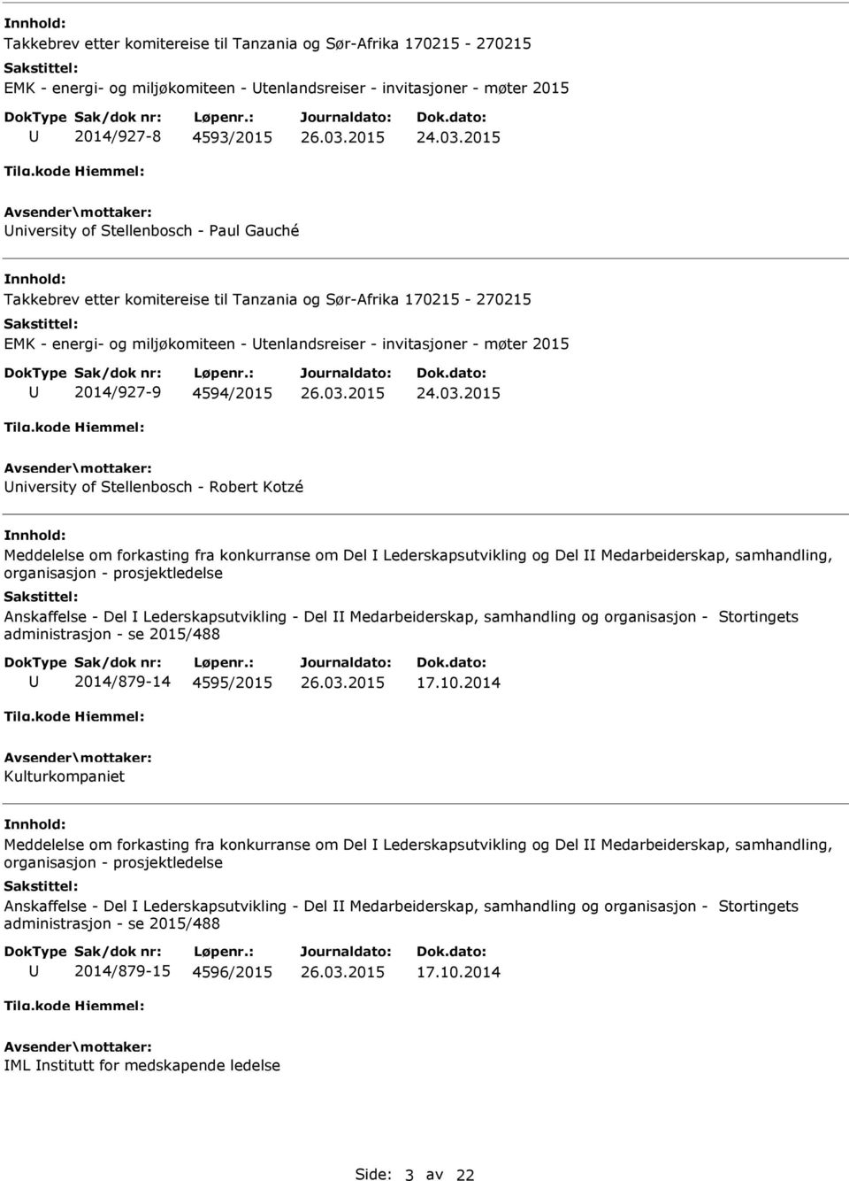 prosjektledelse Anskaffelse - Del Lederskapsutvikling - Del Medarbeiderskap, samhandling og organisasjon - Stortingets 2014/879-14 4595/2015 17.10.