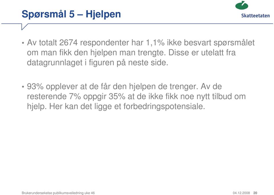 93% opplever at de får den hjelpen de trenger.