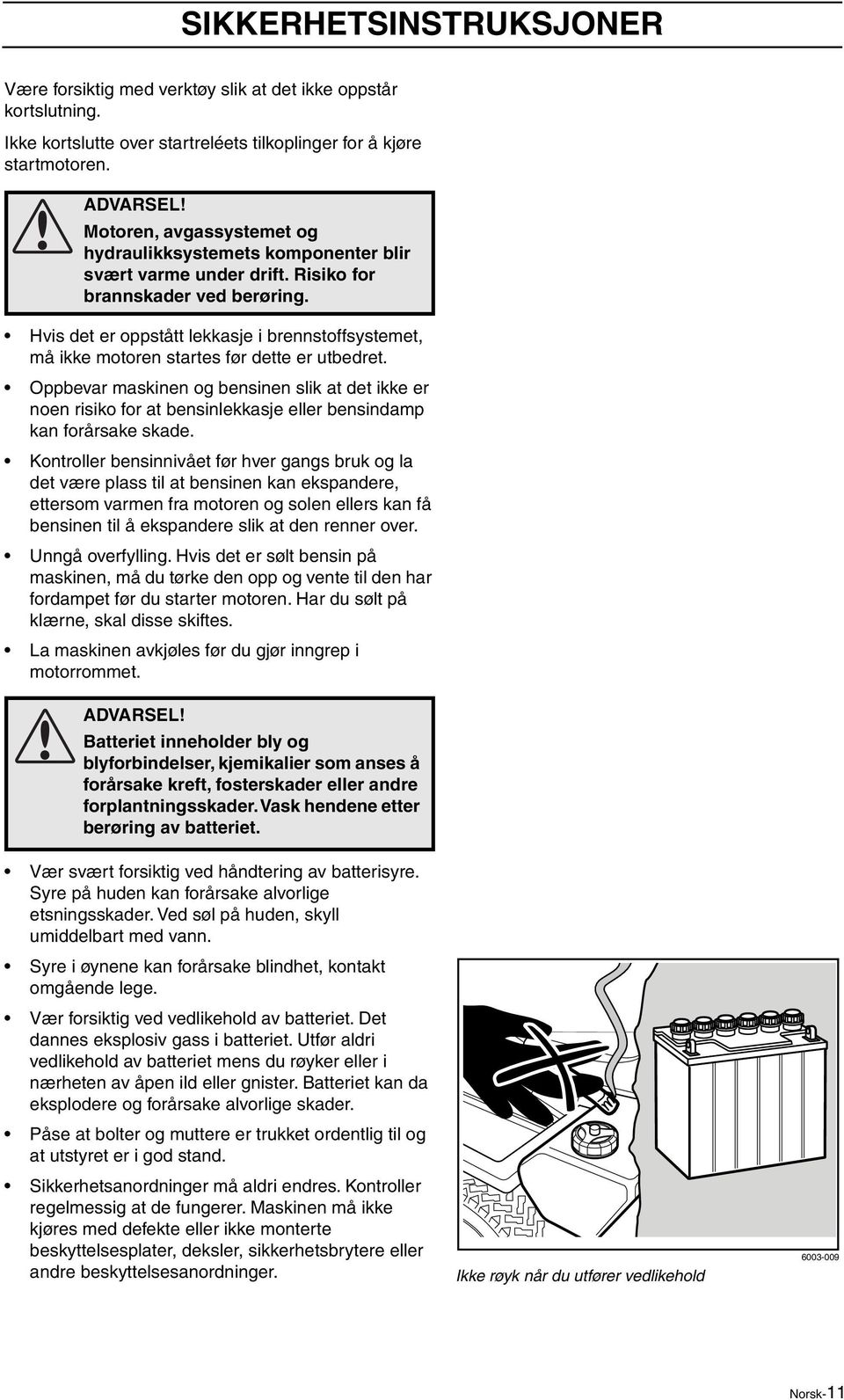 Hvis det er oppstått lekkasje i brennstoffsystemet, må ikke motoren startes før dette er utbedret.