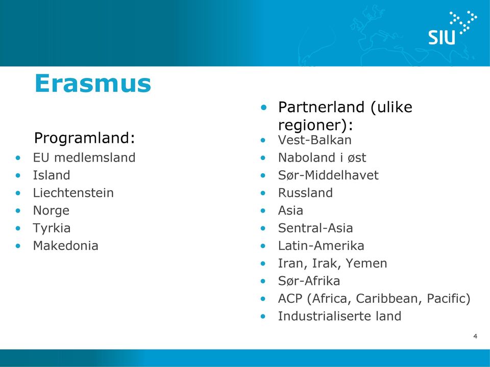 Sør-Middelhavet Russland Asia Sentral-Asia Latin-Amerika Iran, Irak,