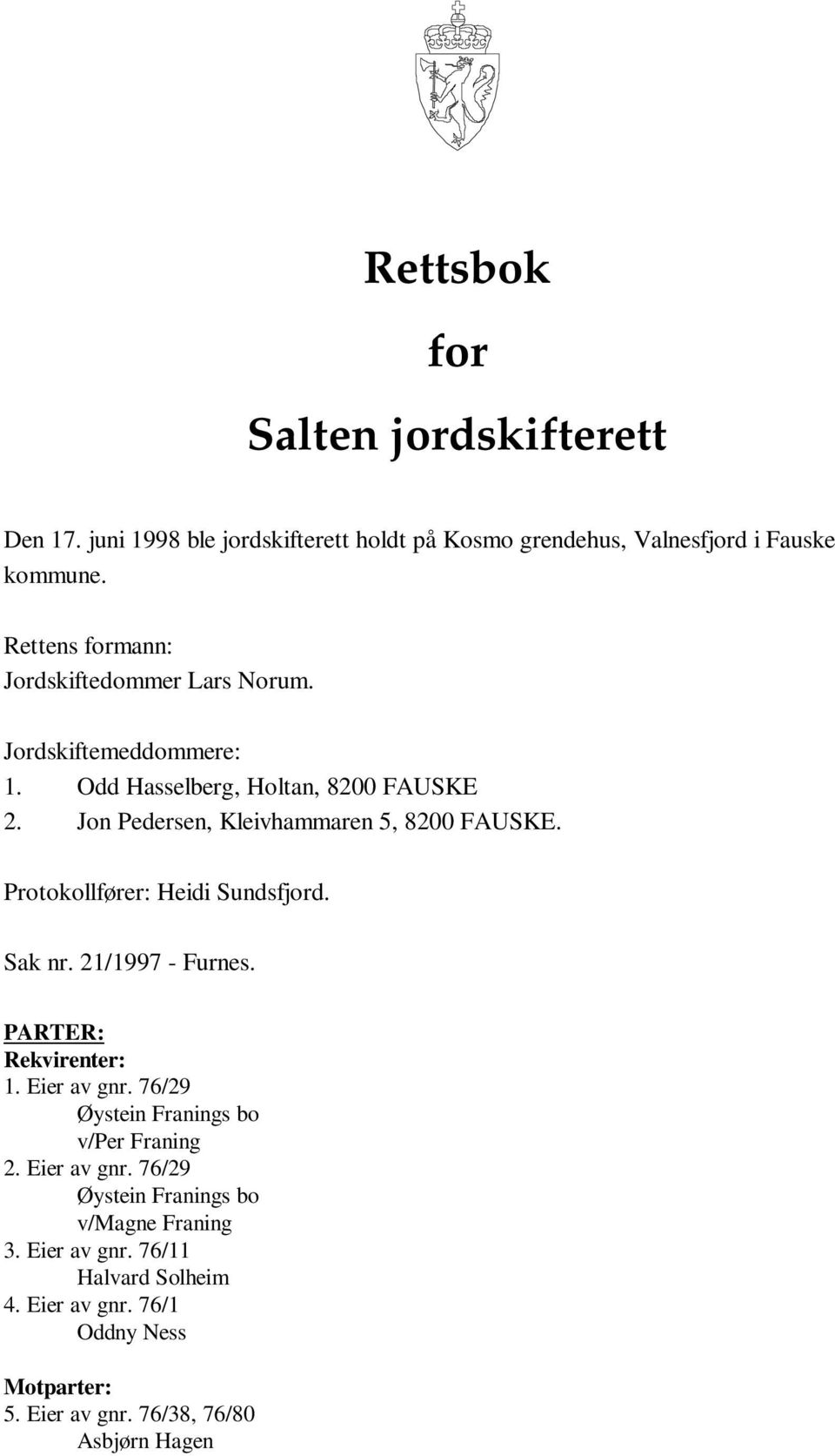Rettsbok for Salten jordskifterett - PDF Gratis nedlasting