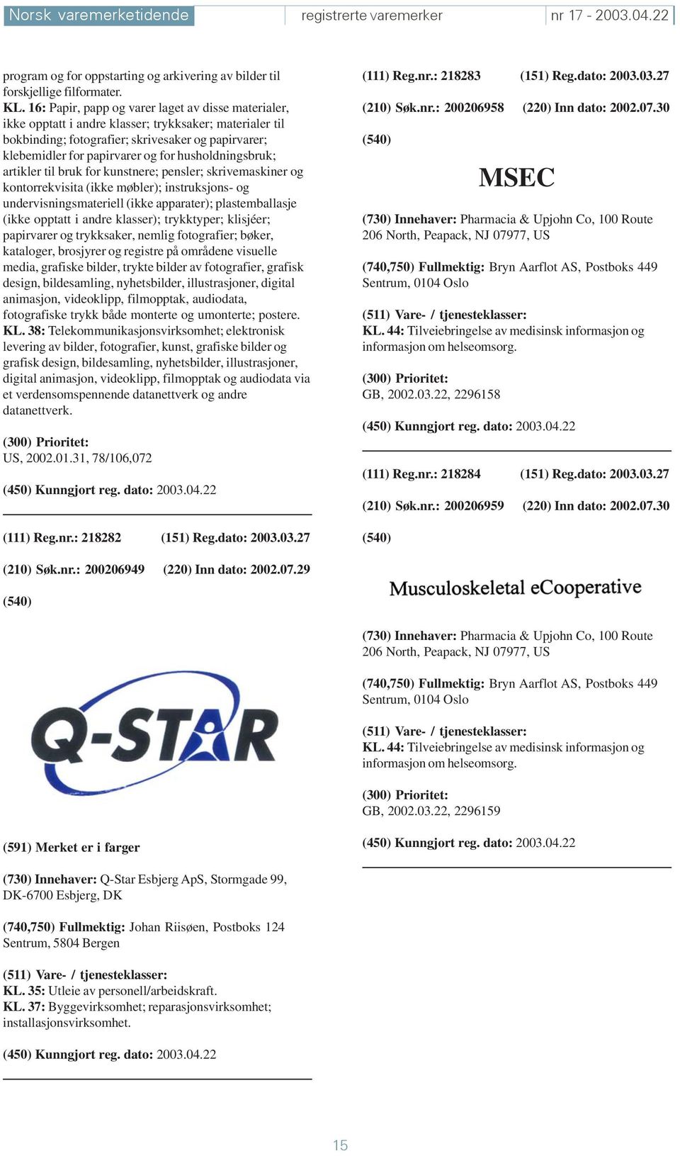 husholdningsbruk; artikler til bruk for kunstnere; pensler; skrivemaskiner og kontorrekvisita (ikke møbler); instruksjons- og undervisningsmateriell (ikke apparater); plastemballasje (ikke opptatt i