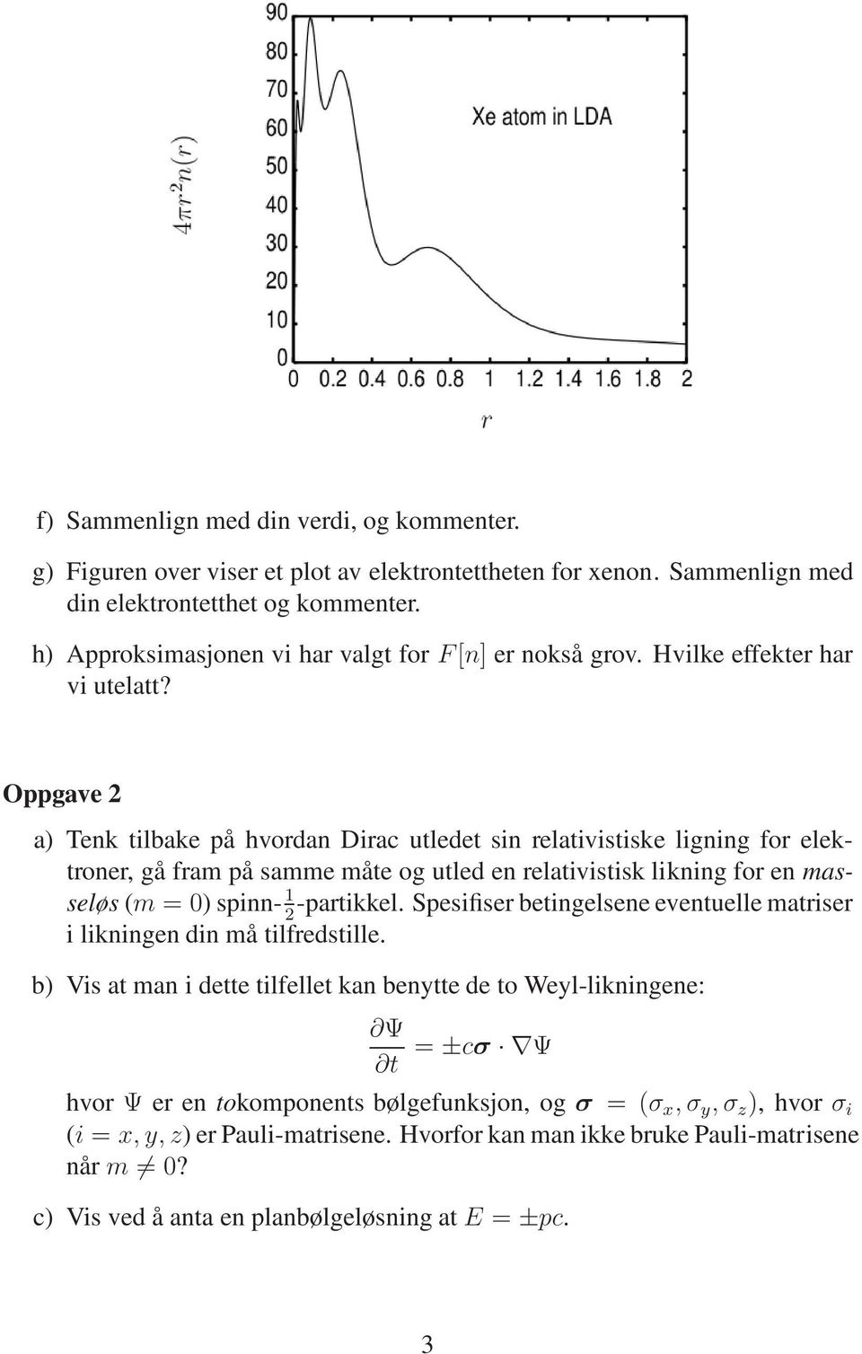 Oppgave a) Tenk tilbake på hvordan Dirac utledet sin relativistiske ligning for elektroner, gå fram på samme måte og utled en relativistisk likning for en masseløs (m = 0) spinn- 1 -partikkel.