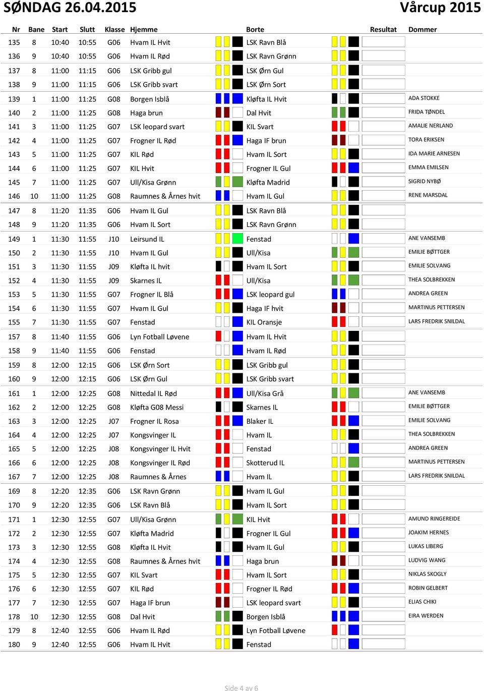 STOKKE 140 2 11:00 11:25 G08 Haga brun ######## Dal Hvit ####### 0 FRIDA TØNDEL 141 3 11:00 11:25 G07 LSK leopard svart ##### ##### 0 KIL Svart ######## AMALIE NERLAND 142 4 11:00 11:25 G07 Frogner