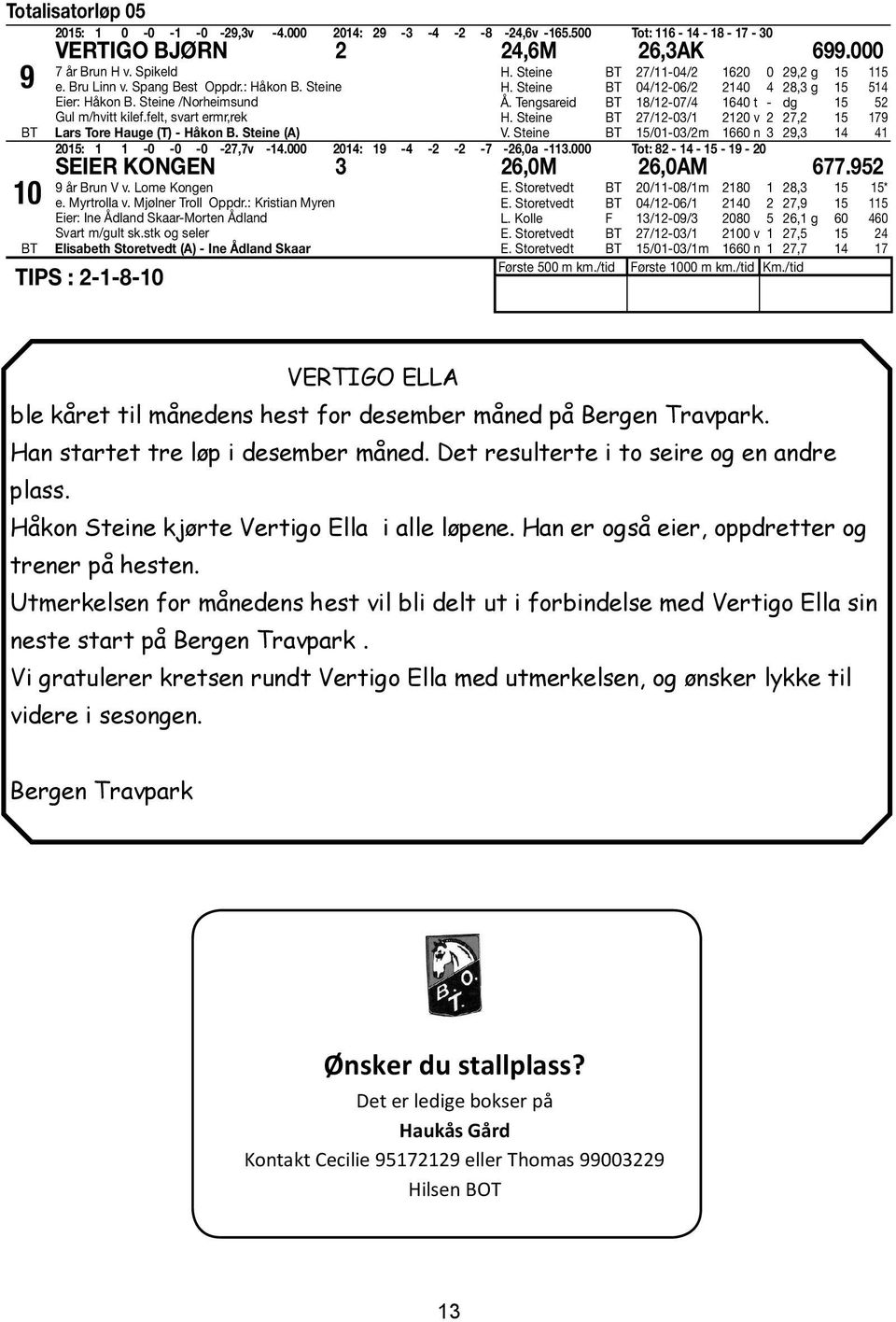 Steine 04/12-06/2 2140 4 28,3 g 15 514 Å. Tengsareid 18/12-07/4 1640 t - dg 15 52 H. Steine 27/12-03/1 2120 v 2 27,2 15 179 V. Steine 15/01-03/2m 1660 n 3 29,3 14 41 2015: 1 1-0 -0-0 -27,7v -14.