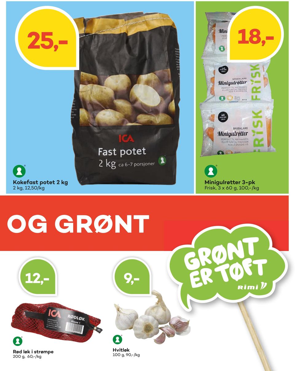 60 g, 100,-/kg OG GRØNT 9,- Rød løk i