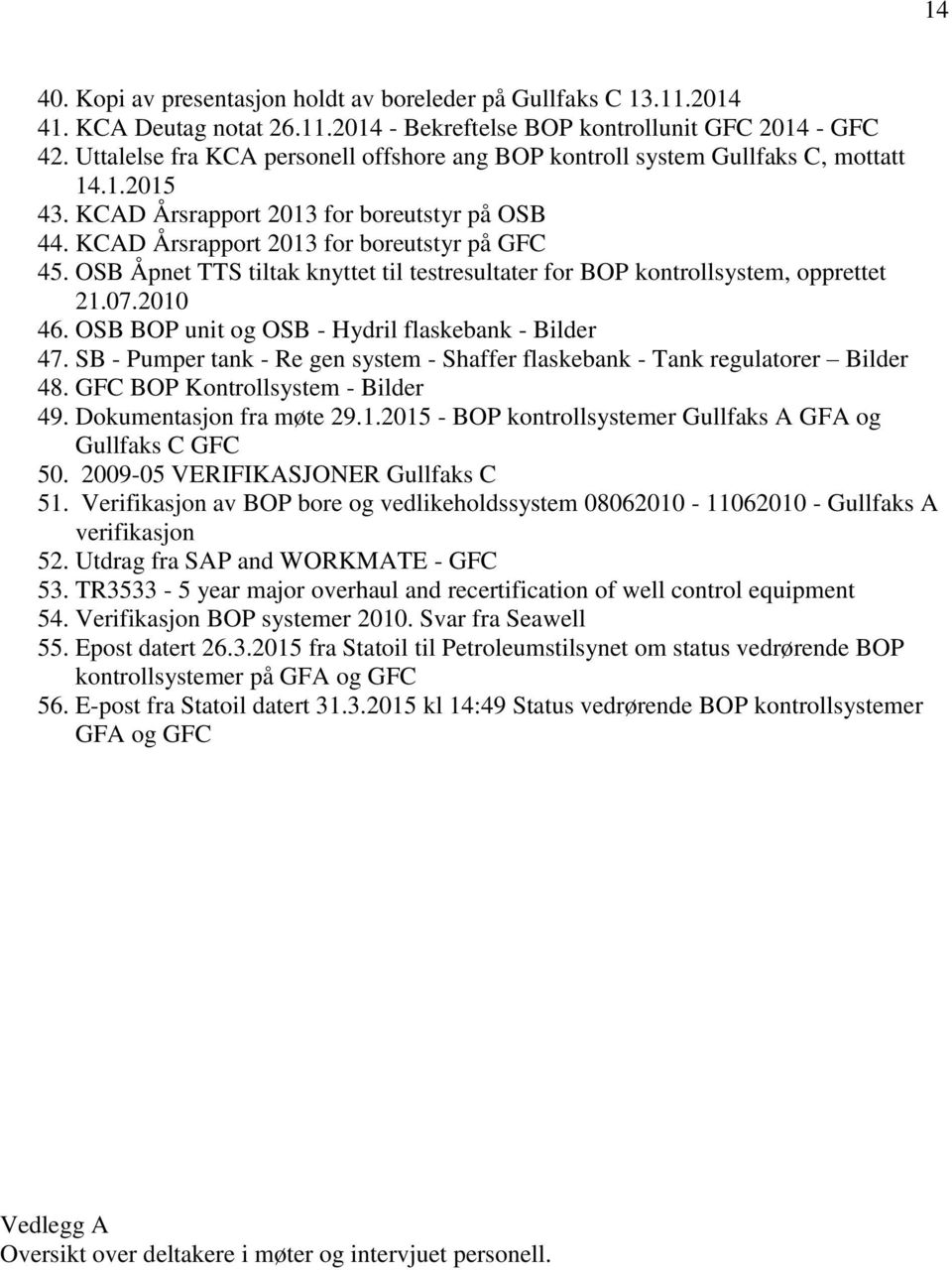 OSB Åpnet TTS tiltak knyttet til testresultater for BOP kontrollsystem, opprettet 21.07.2010 46. OSB BOP unit og OSB - Hydril flaskebank - Bilder 47.