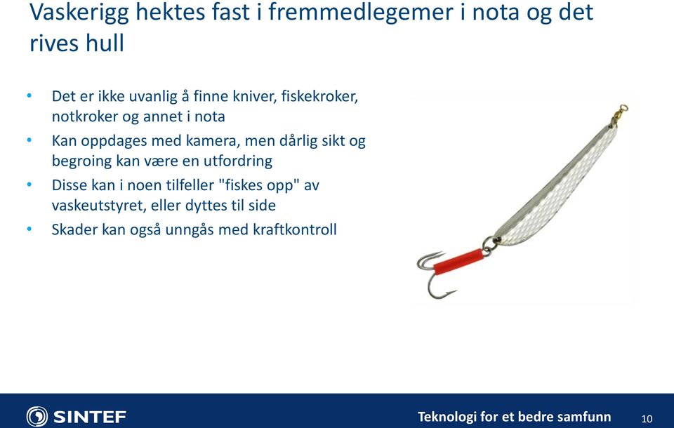 dårlig sikt og begroing kan være en utfordring Disse kan i noen tilfeller "fiskes