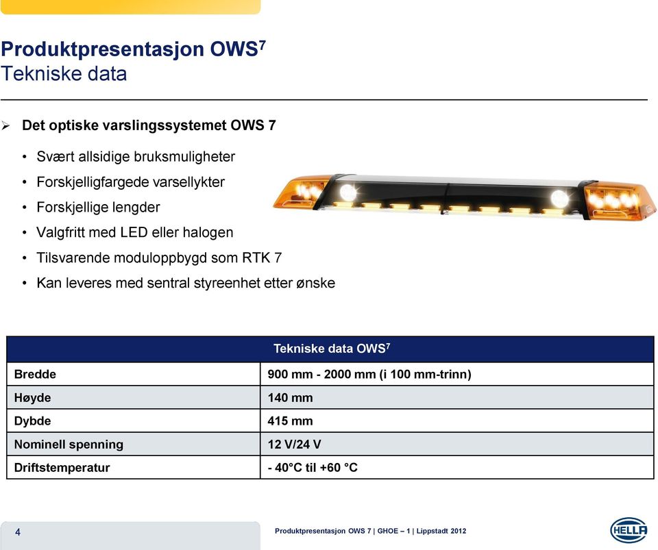 moduloppbygd som RTK 7 Kan leveres med sentral styreenhet etter ønske Tekniske data OWS 7 Bredde