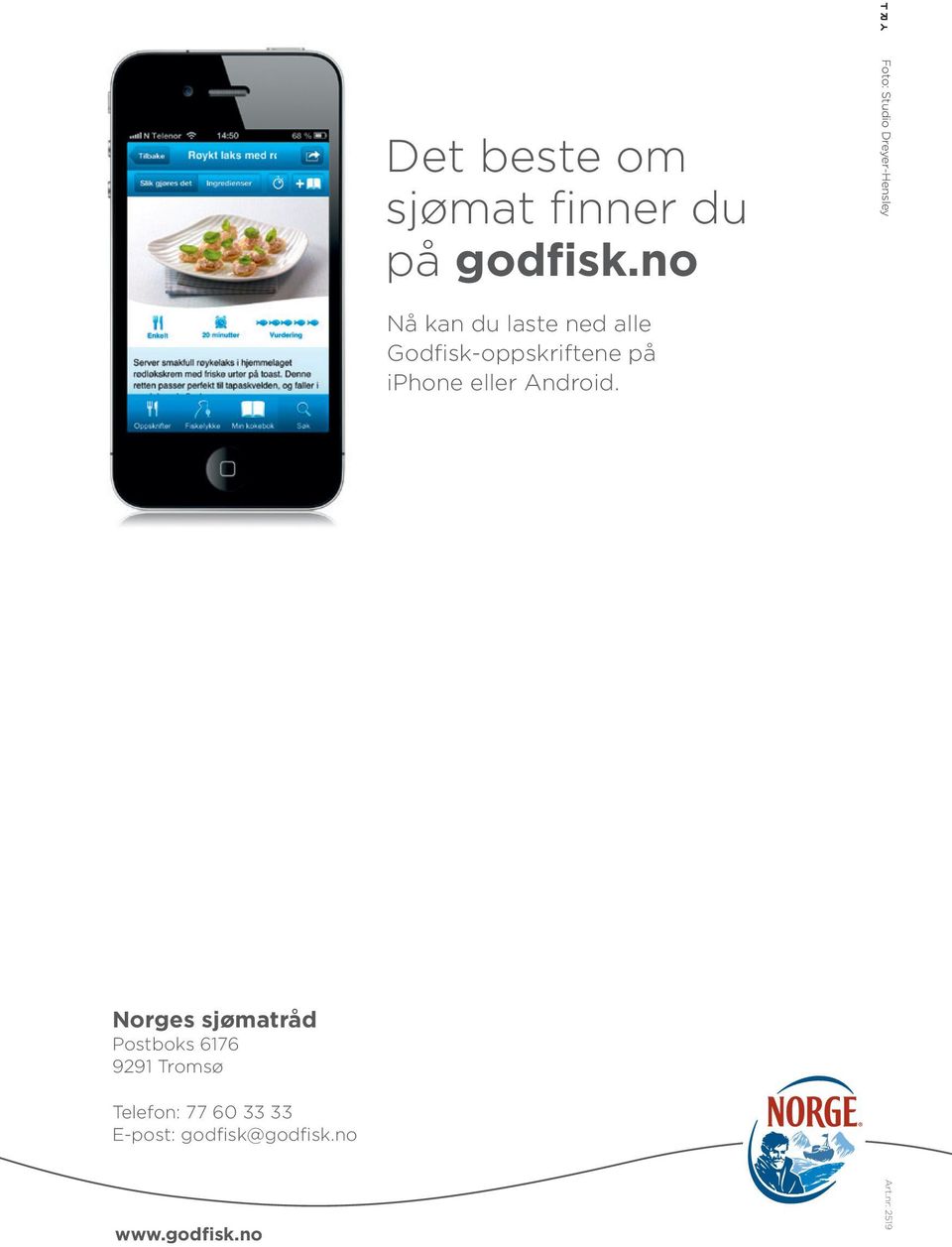 Godfisk-oppskriftene på iphone eller Android.