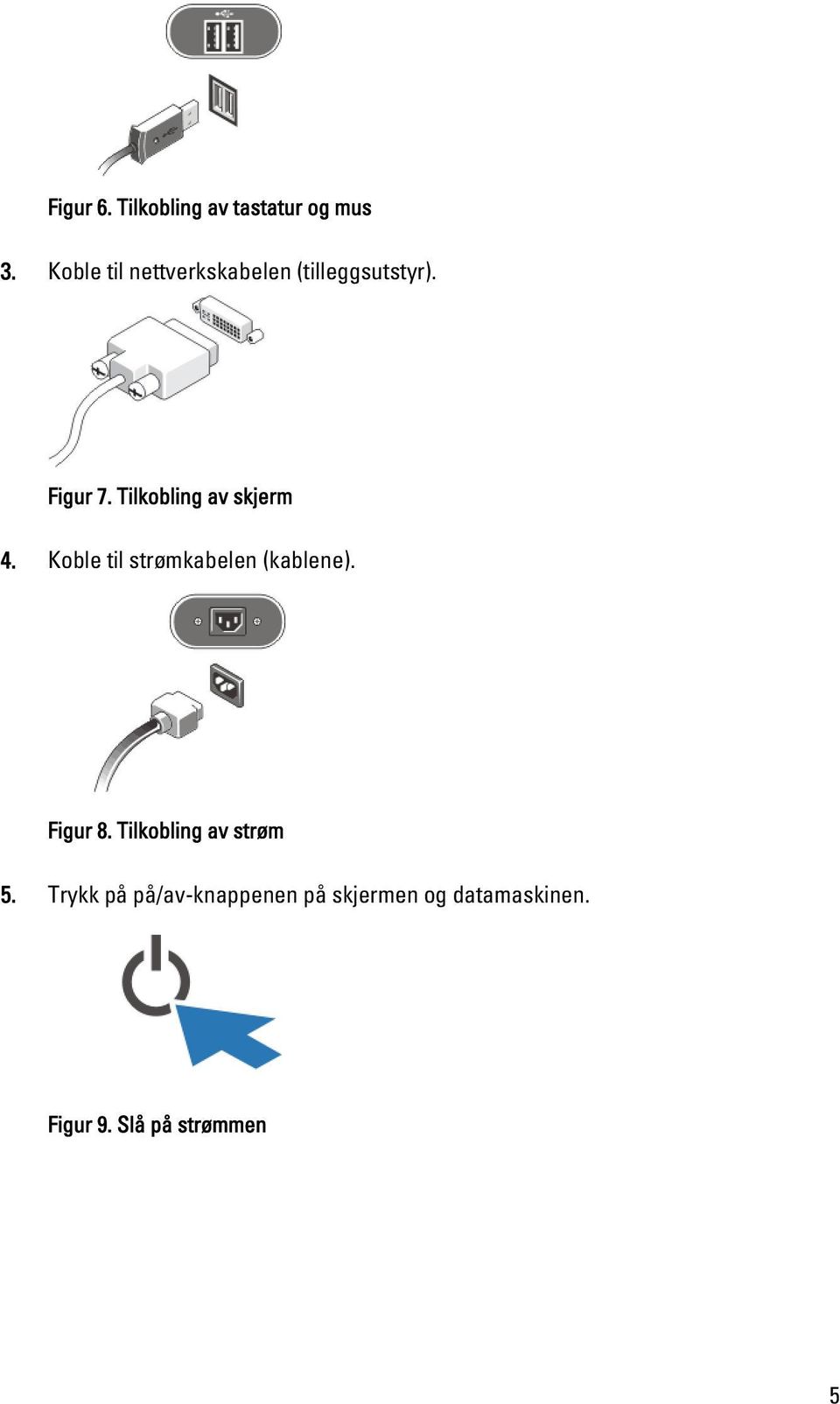 Tilkobling av skjerm 4. Koble til strømkabelen (kablene). Figur 8.