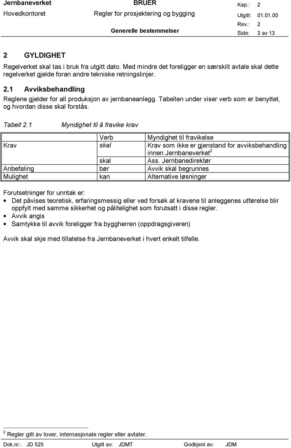 Tabellen under viser verb som er benyttet, og hvordan disse skal forstås. Tabell 2.