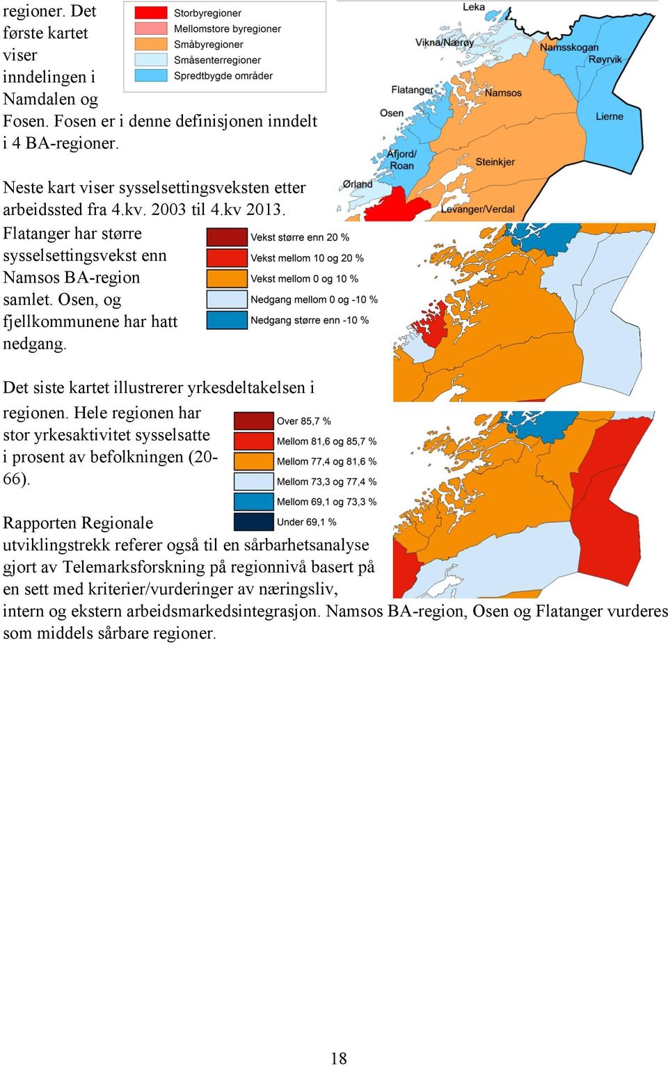 Hele regionen har stor yrkesaktivitet sysselsatte i prosent av befolkningen (20-66).