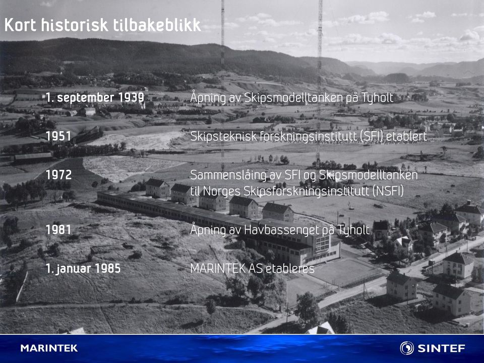 forskningsinstitutt (SFI) etablert 1972 Sammenslåing av SFI og