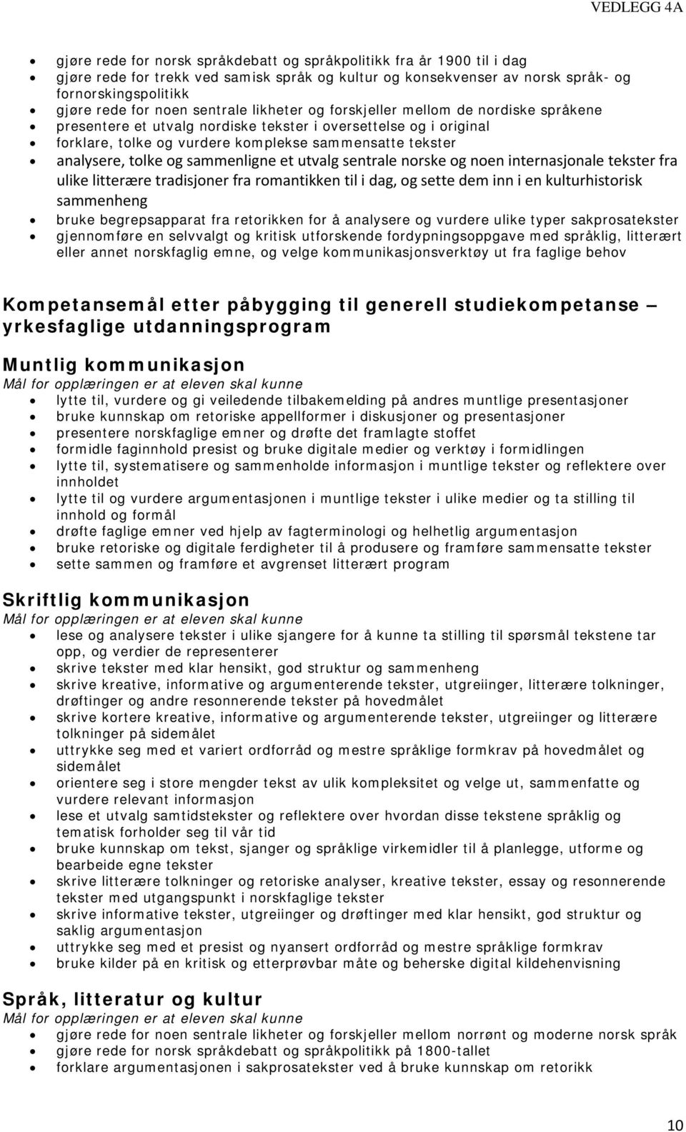 tolke og sammenligne et utvalg sentrale norske og noen internasjonale tekster fra ulike litterære tradisjoner fra romantikken til i dag, og sette dem inn i en kulturhistorisk sammenheng bruke