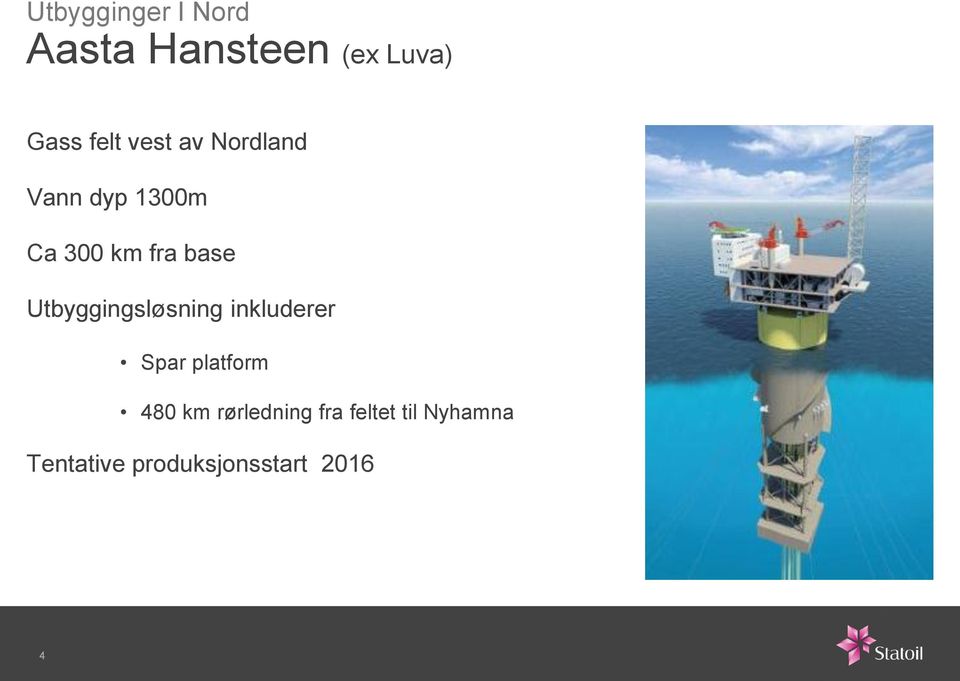 Utbyggingsløsning inkluderer Spar platform 480 km