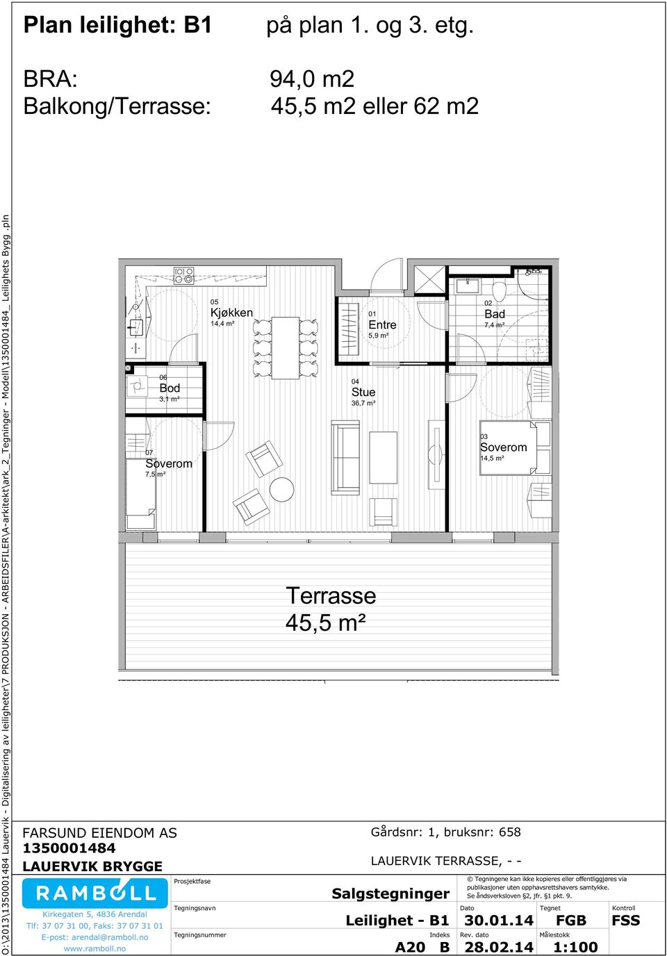 pln Plan leilighet: 1 alkong/terrasse: på plan 1. og 3. etg.