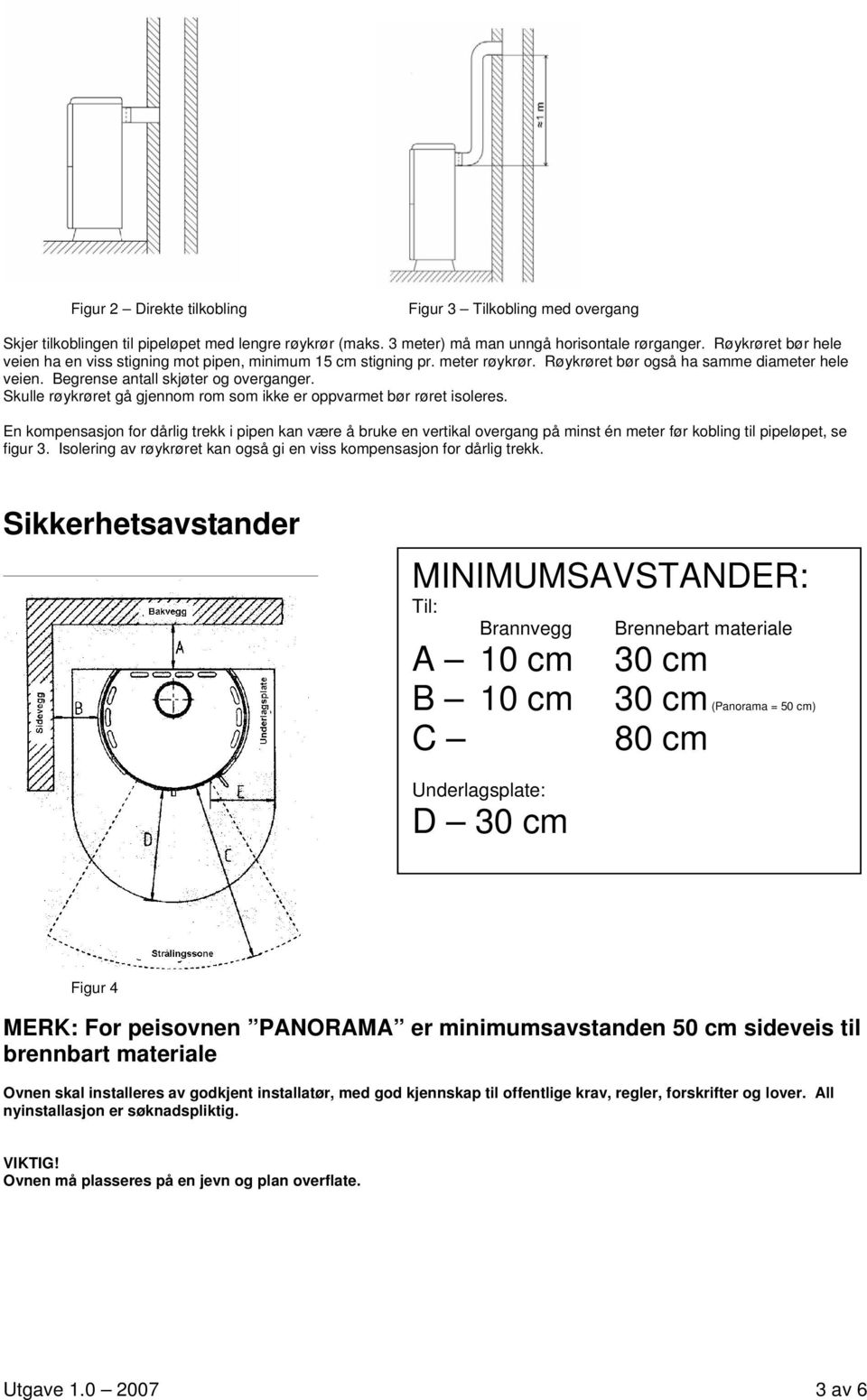 Skulle røykrøret gå gjennom rom som ikke er oppvarmet bør røret isoleres.