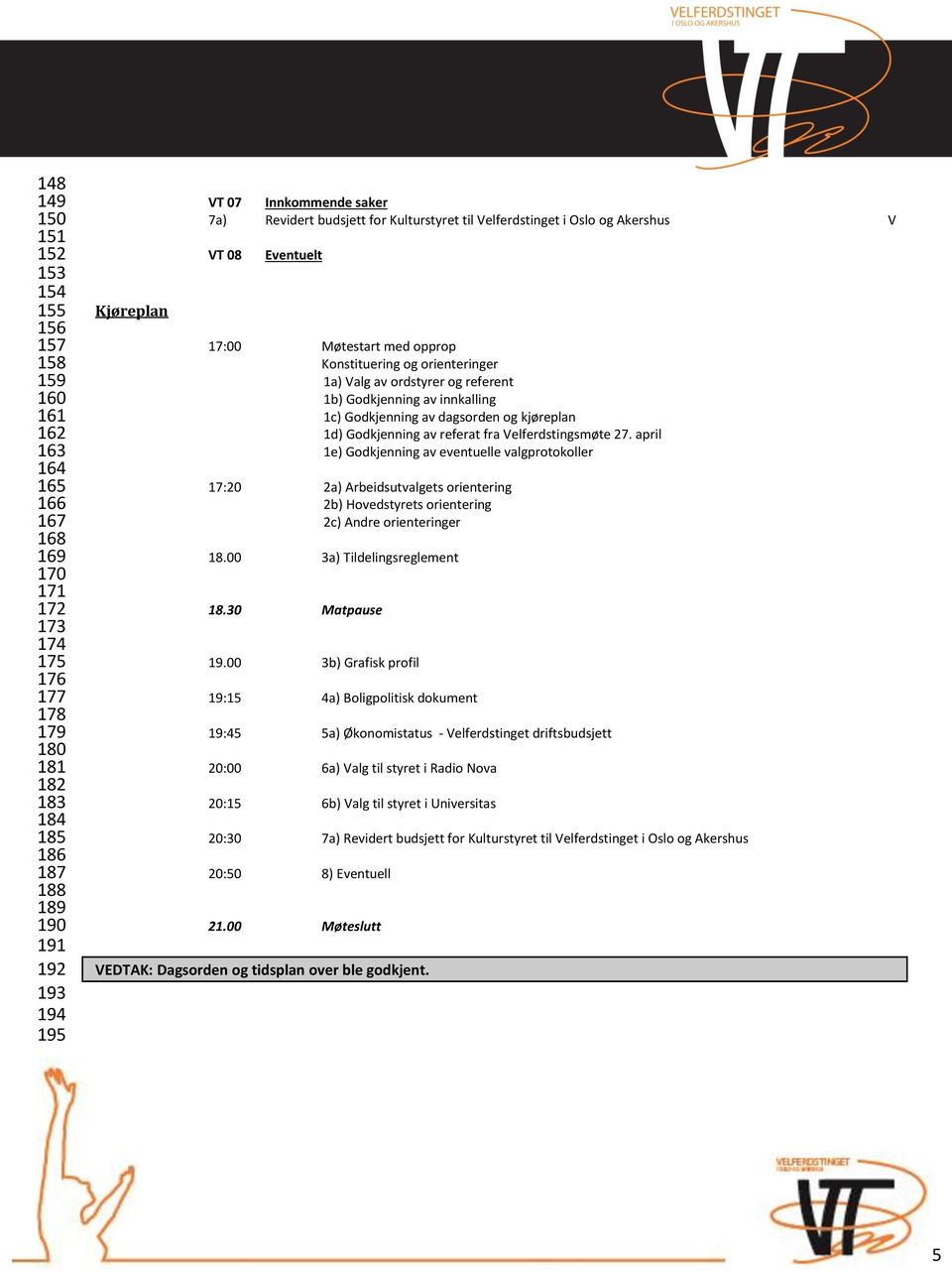 ordstyrer og referent 1b) Godkjenning av innkalling 1c) Godkjenning av dagsorden og kjøreplan 1d) Godkjenning av referat fra Velferdstingsmøte 27.