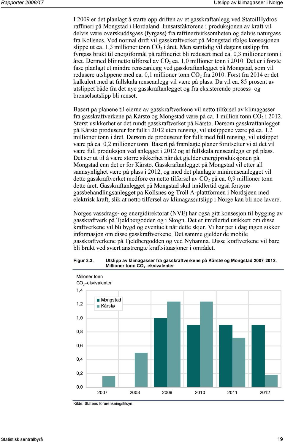 Ved normal drift vil gasskraftverket på Mongstad ifølge konsesjonen slippe ut ca. 1,3 millioner tonn CO 2 i året.