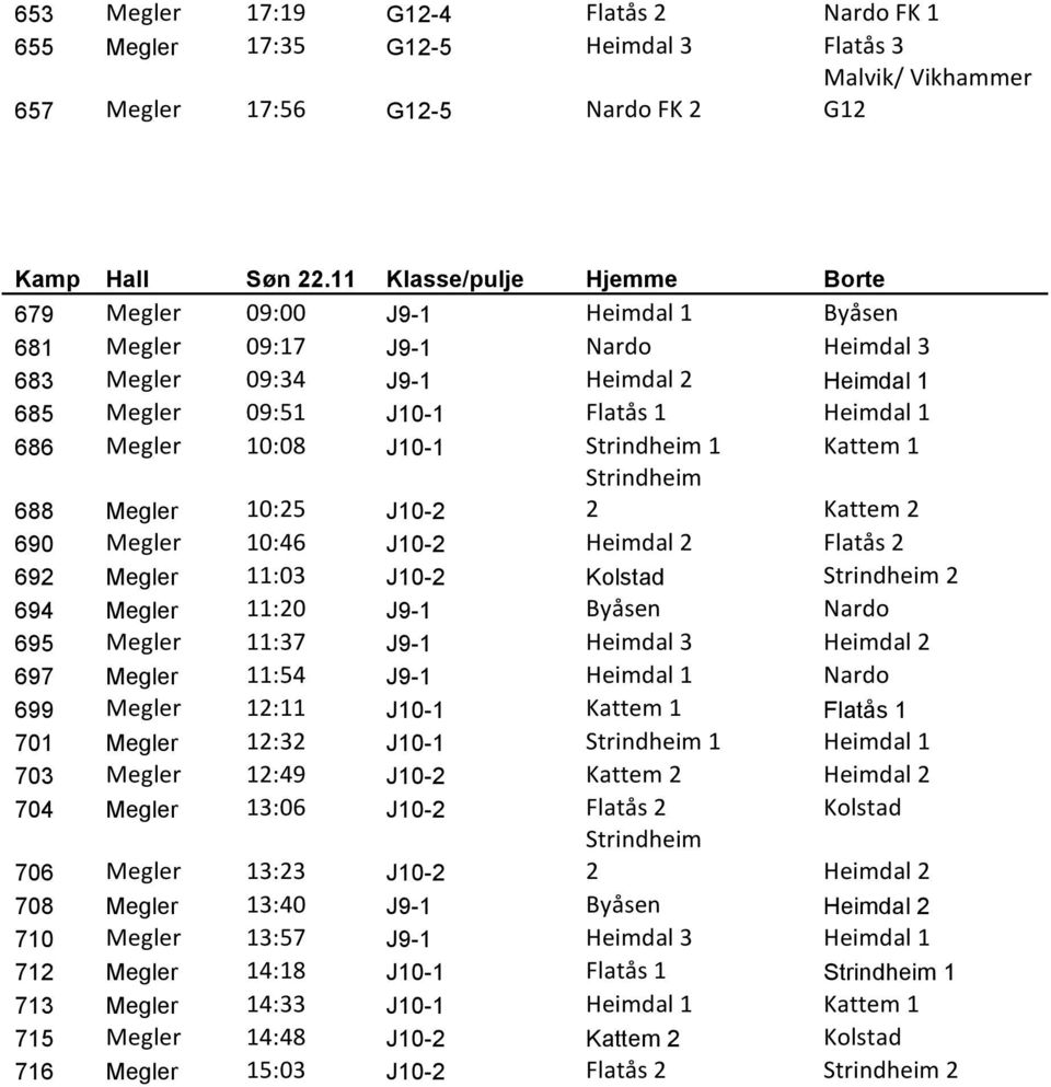 Megler 10:08 J10-1 Strindheim 1 Kattem 1 688 Megler 10:25 J10-2 Strindheim 2 Kattem 2 690 Megler 10:46 J10-2 Heimdal 2 Flatås 2 692 Megler 11:03 J10-2 Kolstad Strindheim 2 694 Megler 11:20 J9-1