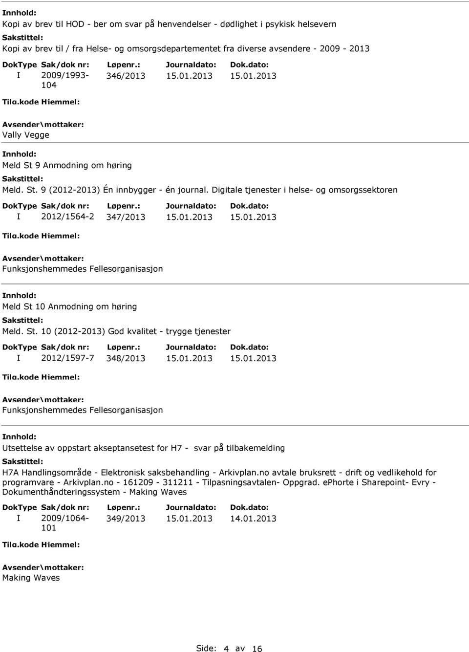 Digitale tjenester i helse- og omsorgssektoren 2012/1564-2 347/2013 Funksjonshemmedes Fellesorganisasjon Meld St 