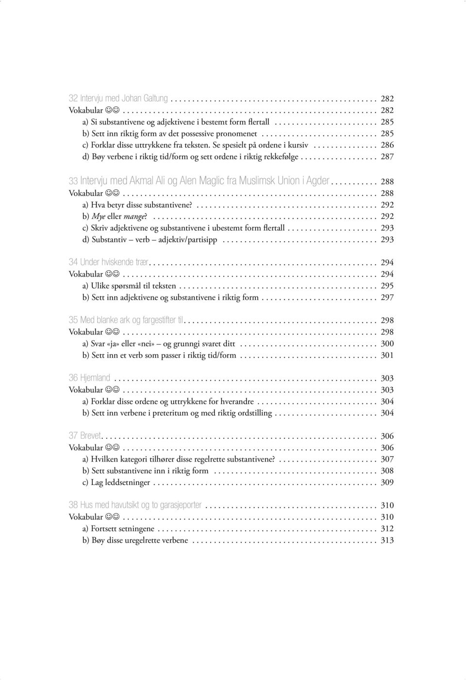 .............. 286 d) Bøy verbene i riktig tid/form og sett ordene i riktig rekkefølge.................. 287 33 Intervju med Akmal Ali og Alen Maglic fra Muslimsk Union i Agder........... 288 Vokabular.