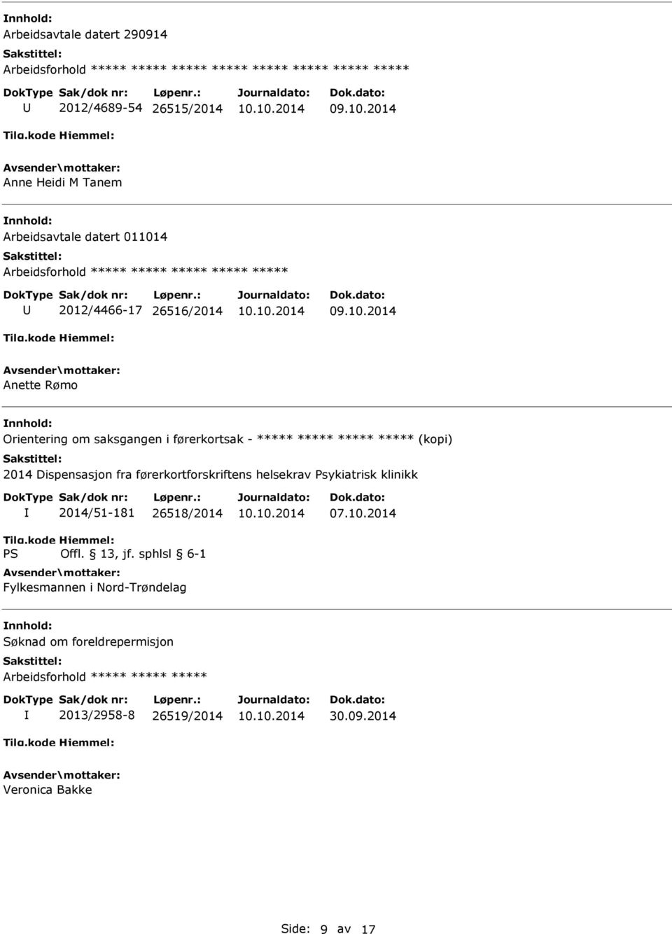 i førerkortsak - ***** ***** ***** ***** (kopi) 2014 Dispensasjon fra førerkortforskriftens helsekrav Psykiatrisk klinikk 2014/51-181