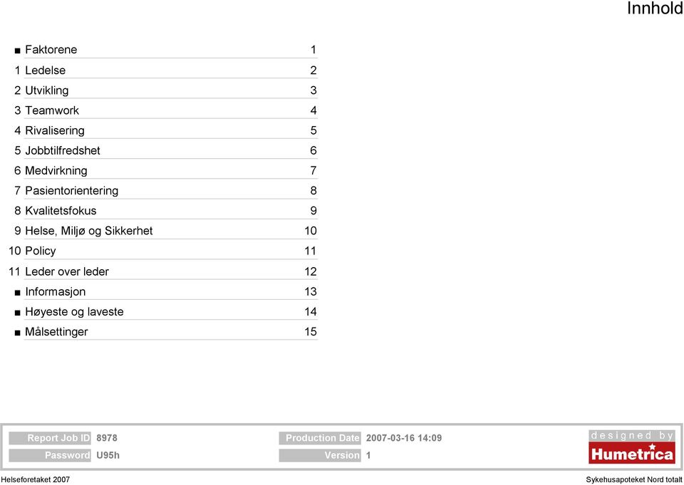 Helse, Miljø og Sikkerhet 10 Policy 11 Leder over leder 12 Informasjon 13 Høyeste og