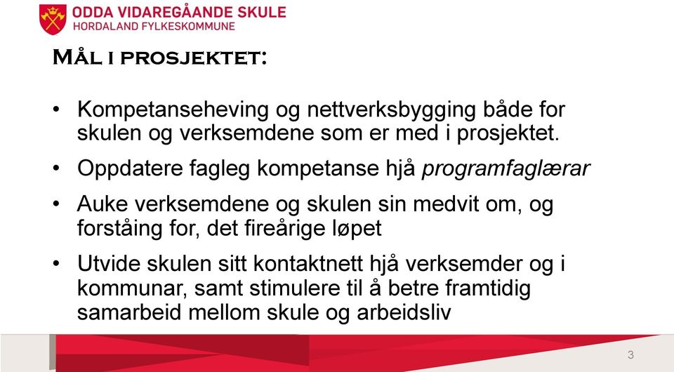 Oppdatere fagleg kompetanse hjå programfaglærar Auke verksemdene og skulen sin medvit om, og