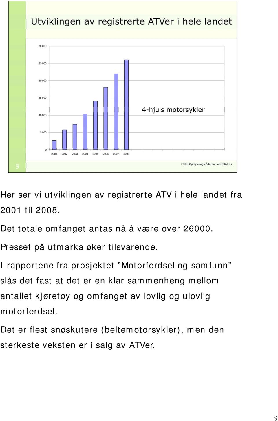 I rapportene fra prosjektet Motorferdsel og samfunn slås det fast at det er en klar sammenheng mellom