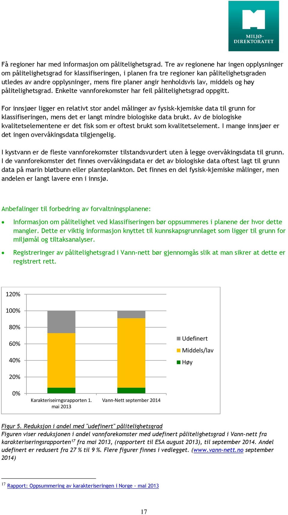 lav, middels og høy pålitelighetsgrad. Enkelte vannforekomster har feil pålitelighetsgrad oppgitt.