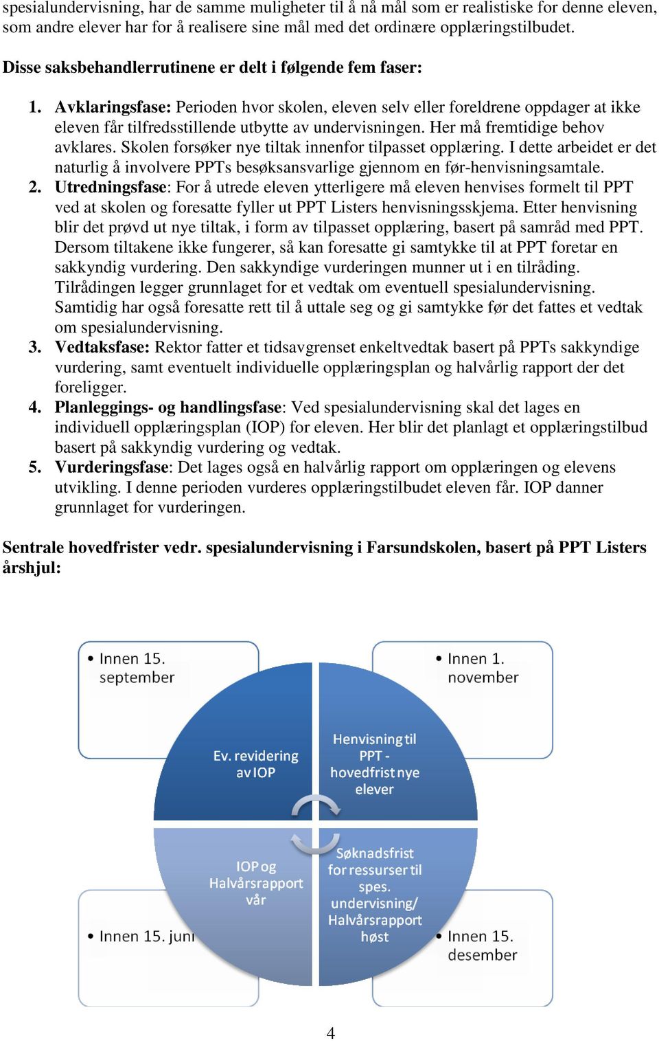 Her må fremtidige behov avklares. Skolen forsøker nye tiltak innenfor tilpasset opplæring. I dette arbeidet er det naturlig å involvere PPTs besøksansvarlige gjennom en før-henvisningsamtale. 2.