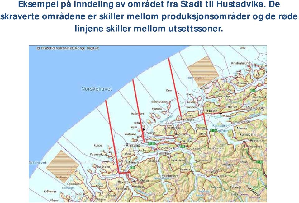 De skraverte områdene er skiller mellom