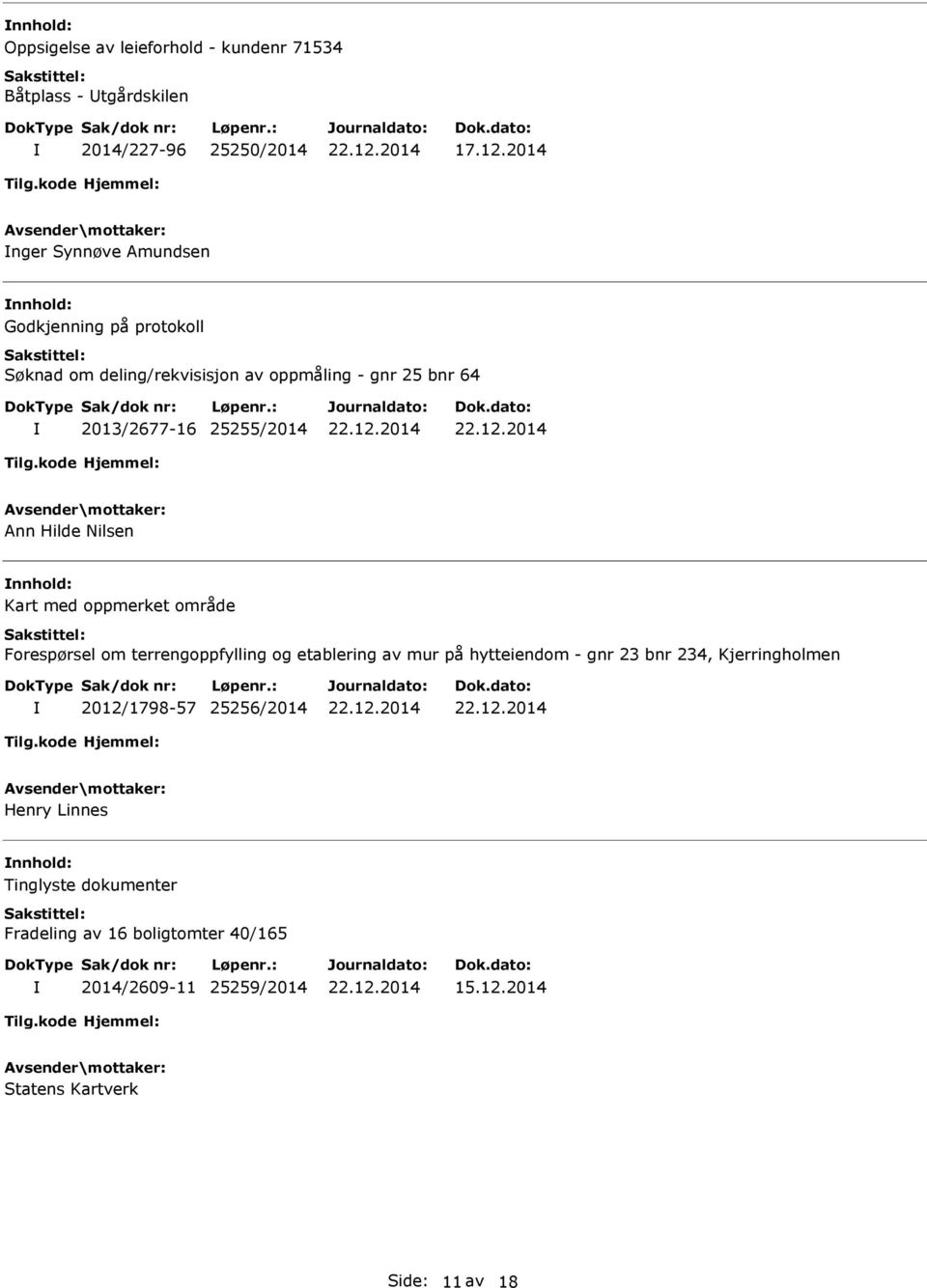 25255/2014 Ann Hilde Nilsen Kart med oppmerket område Forespørsel om terrengoppfylling og etablering av mur på hytteiendom - gnr 23