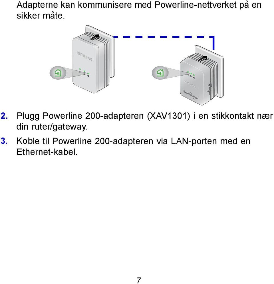 Plugg Powerline 200-adapteren (XAV1301) i en stikkontakt