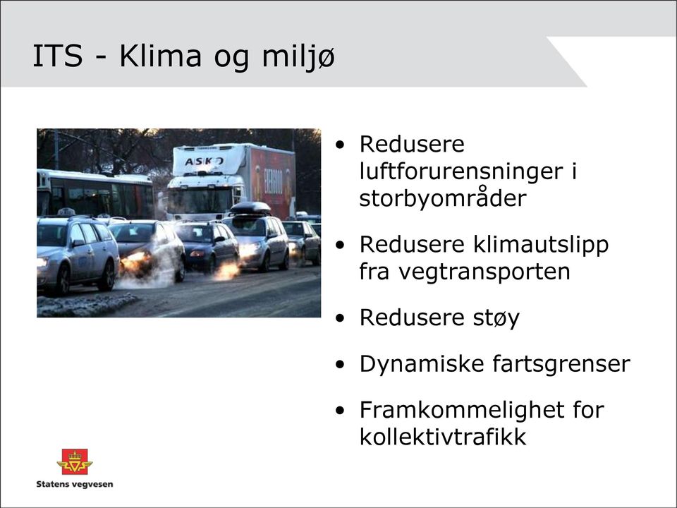 klimautslipp fra vegtransporten Redusere