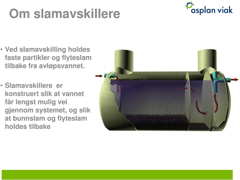 Slamavskillere er konstruert slik at vannet får lengst