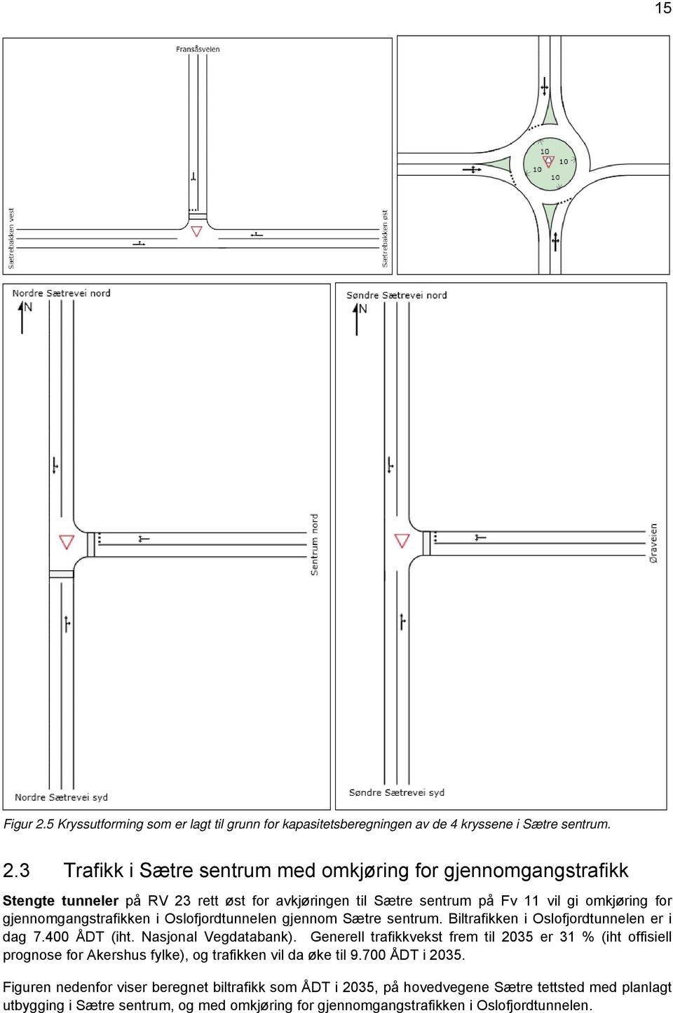 3 Trafikk i Sætre sentrum med omkjøring for gjennomgangstrafikk Stengte tunneler på RV 23 rett øst for avkjøringen til Sætre sentrum på Fv 11 vil gi omkjøring for gjennomgangstrafikken i