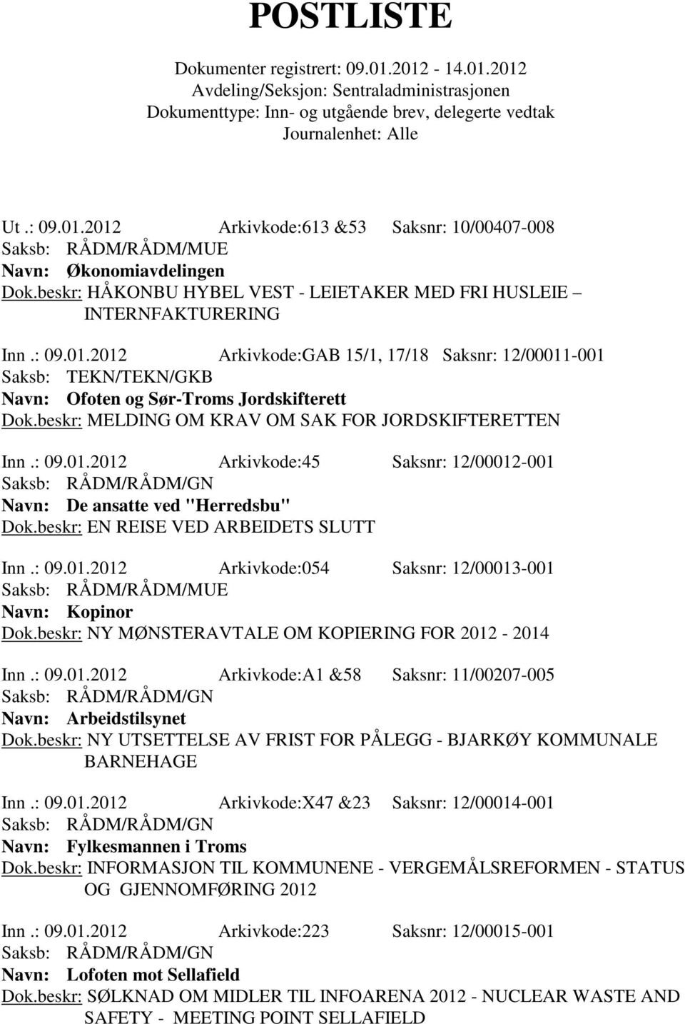 beskr: NY MØNSTERAVTALE OM KOPIERING FOR 2012-2014 Inn.: 09.01.2012 Arkivkode:A1 &58 Saksnr: 11/00207-005 Navn: Arbeidstilsynet Dok.