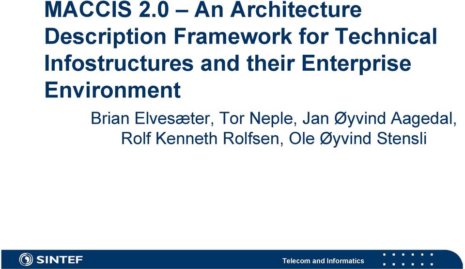 Infostructures and their Enterprise