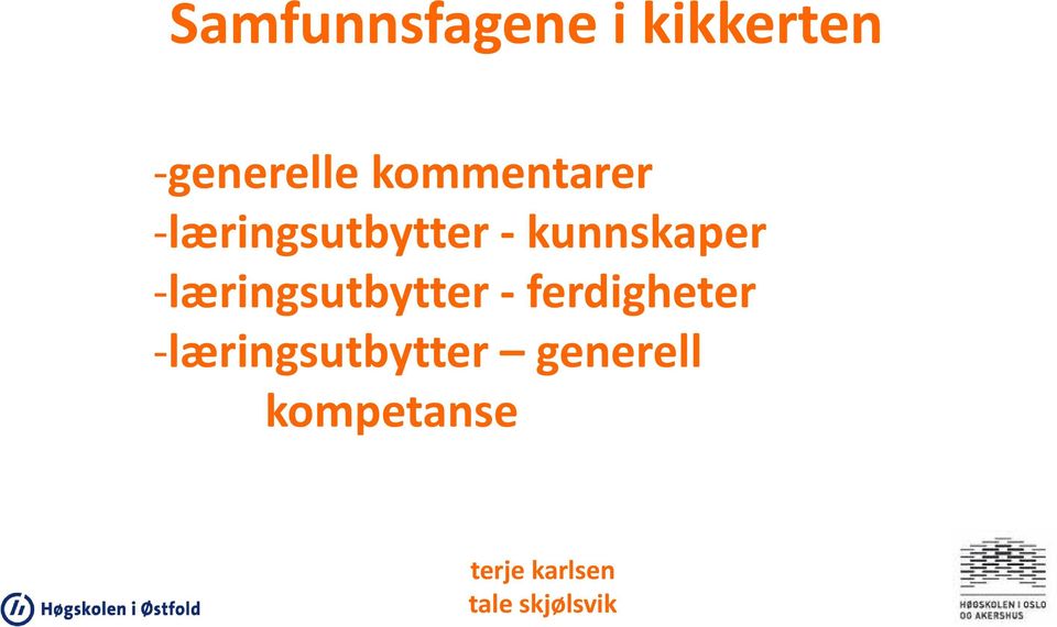 kunnskaper læringsutbytter